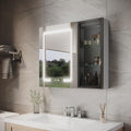 ELEGANT LED Bathroom Mirror Cabinet - 700x600mm Wall Mounted Grey Vanity