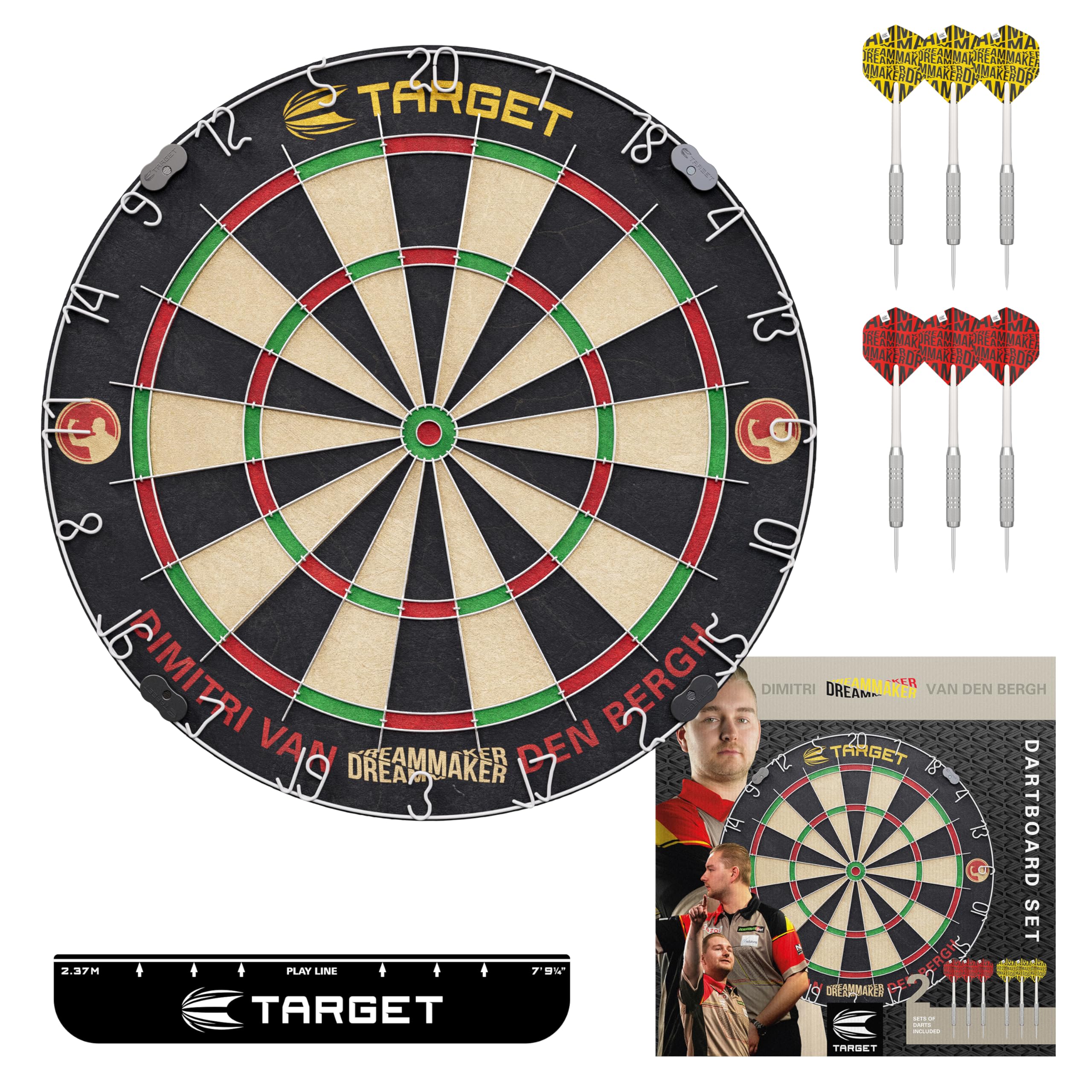Target Darts Dimitri Van den Bergh Dartboard Set | Sisal Board & 6 Darts