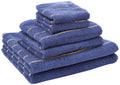 Rapport 6-Piece Navy & Gold Striped Towel Bale - 100% Cotton Set