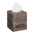 Relaxdays Shabby Chic Wooden Tissue Box Cover – Brown Paulownia Cube