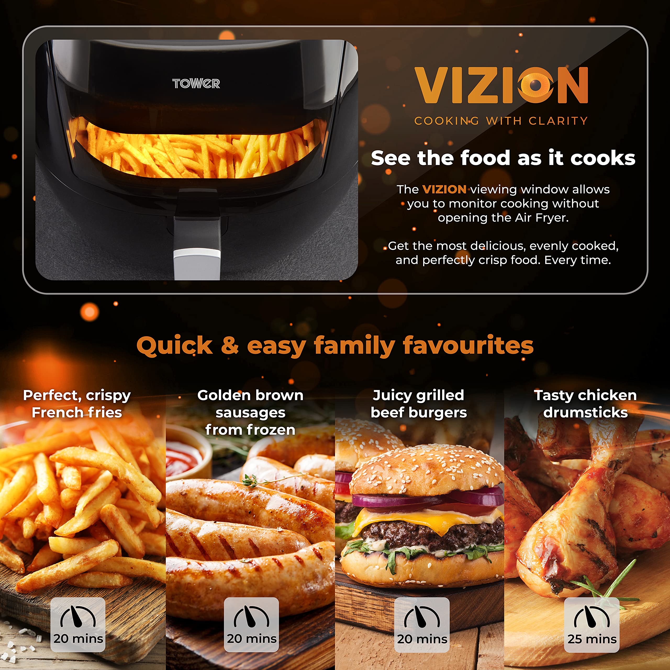 Tower T17072 Vortx Vizion Digital Air Fryer | 7L Capacity | 1800W