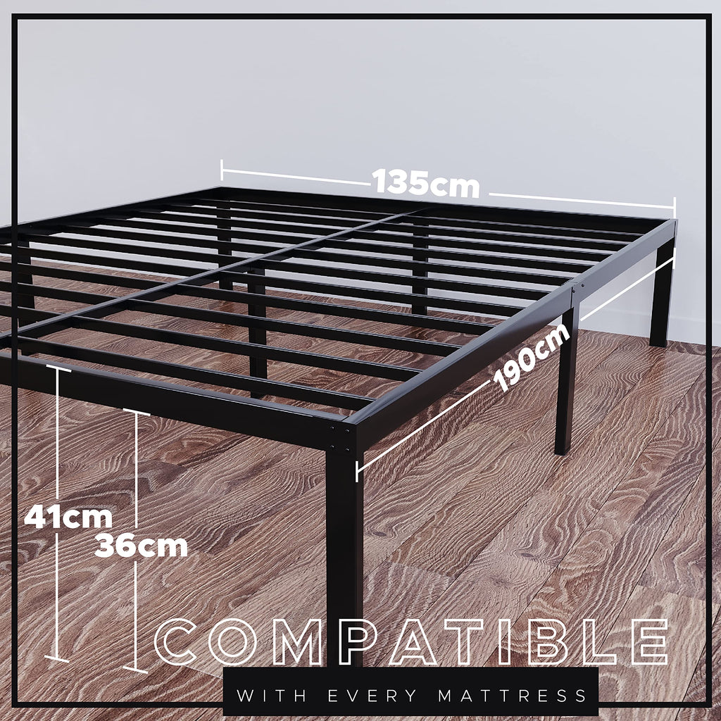 Dreamzie Metal Double Bed Frame 135x190 | Sturdy Storage Bed Base