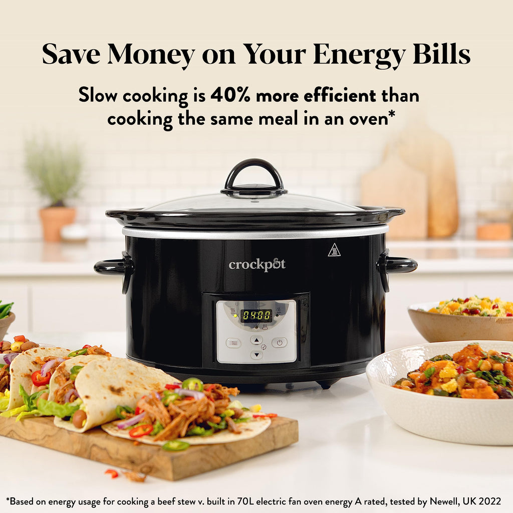 Crockpot Digital Slow Cooker | 3.5L Programmable Timer | Black CSC113