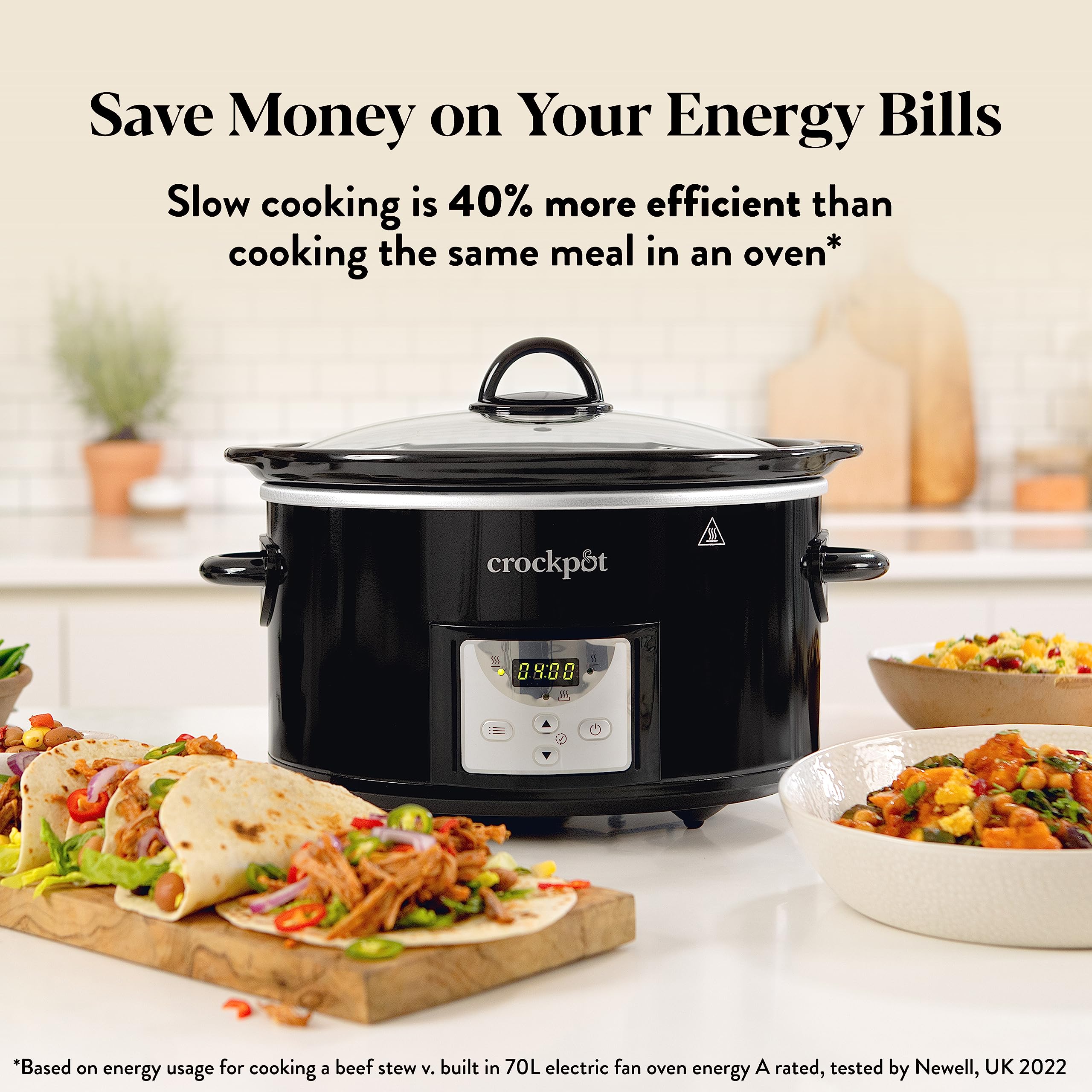Crockpot Digital Slow Cooker | 3.5L Programmable Timer | Black CSC113