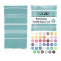 Cacala Turkish Beach Towel – Quick Dry 100% Cotton Peshtemal, Aqua