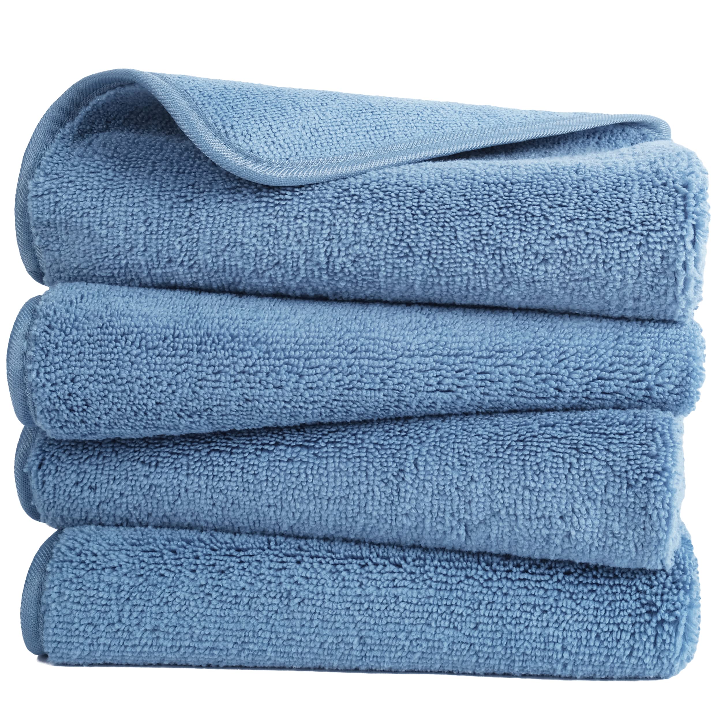 Polyte Microfibre Hand Towels – Quick Dry Absorbent Set of 4 (Blue)