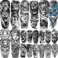 COKTAK Temporary Sleeve Tattoos - 20 Sheets Full Arm Lion & Wolf Designs
