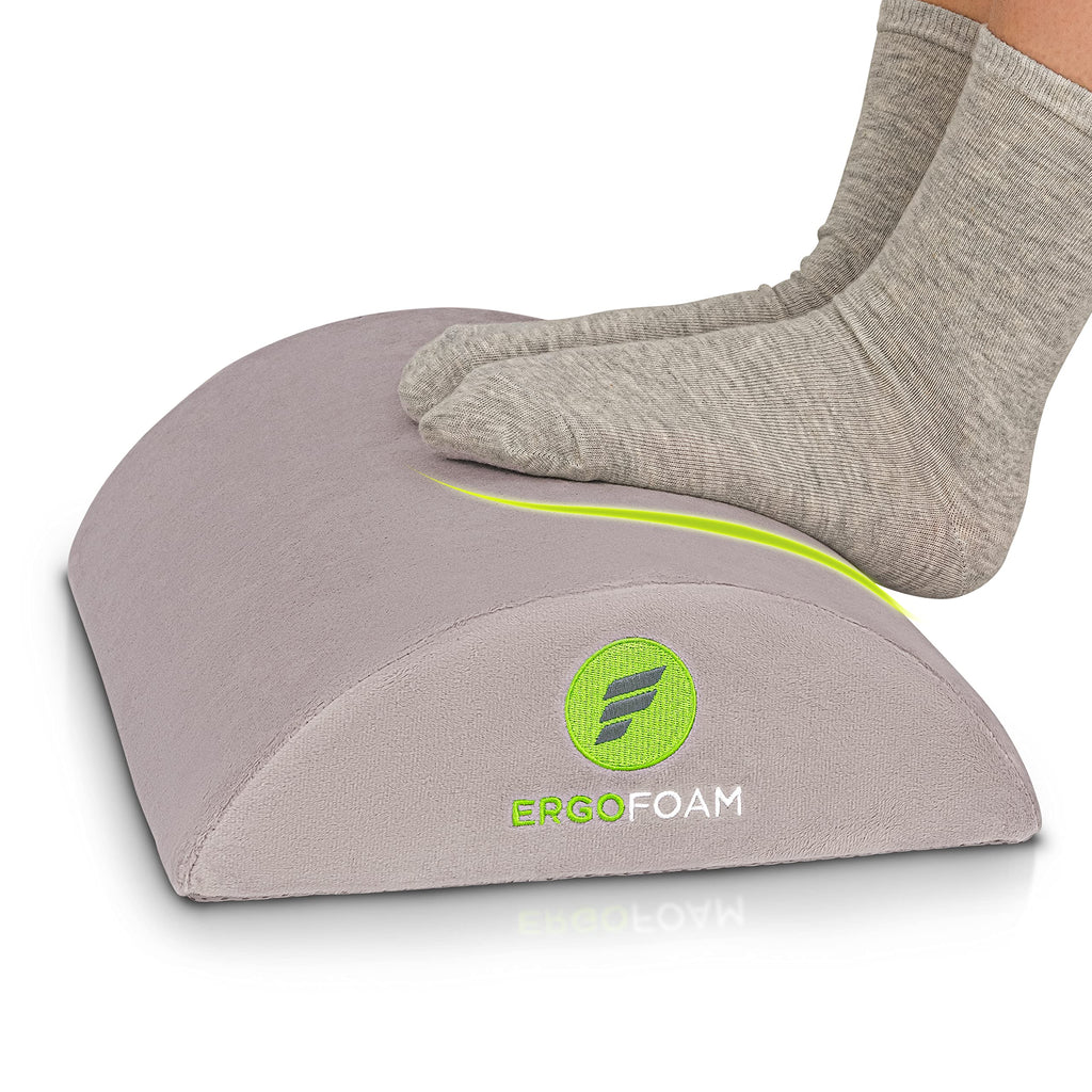 ErgoFoam Ergonomic Under Desk Foot Rest – Premium Velvet Foam - Grey
