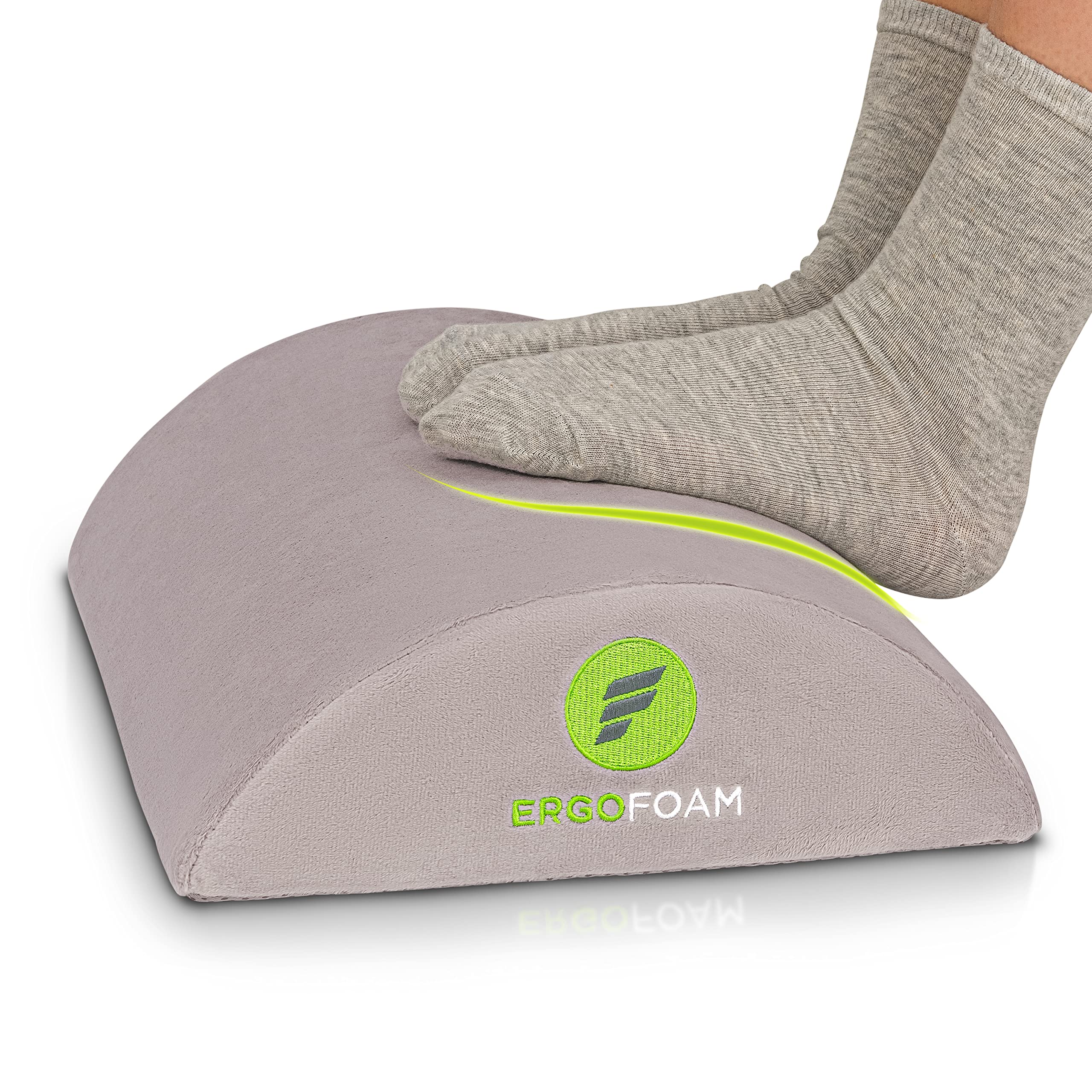 ErgoFoam Ergonomic Under Desk Foot Rest – Premium Velvet Foam - Grey