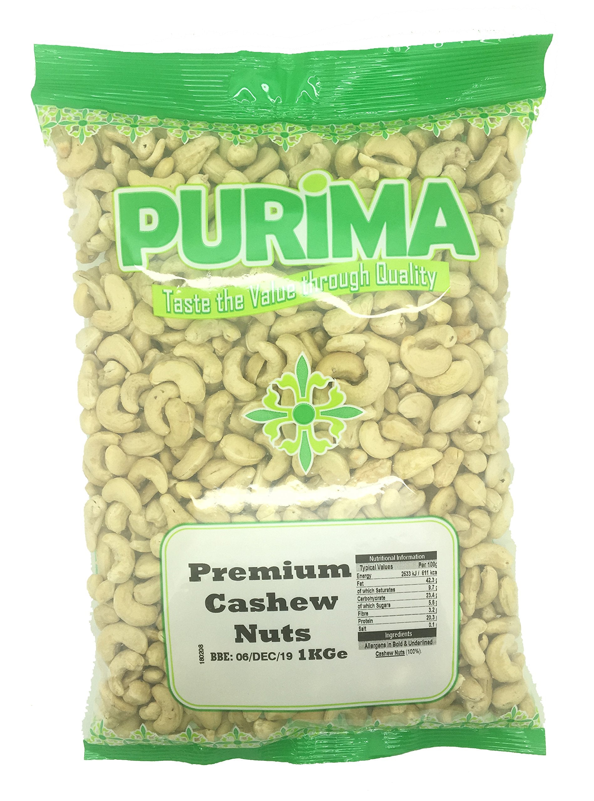 Raw Cashew Nuts – Jumbo Whole Unsalted Kernels, 1kg