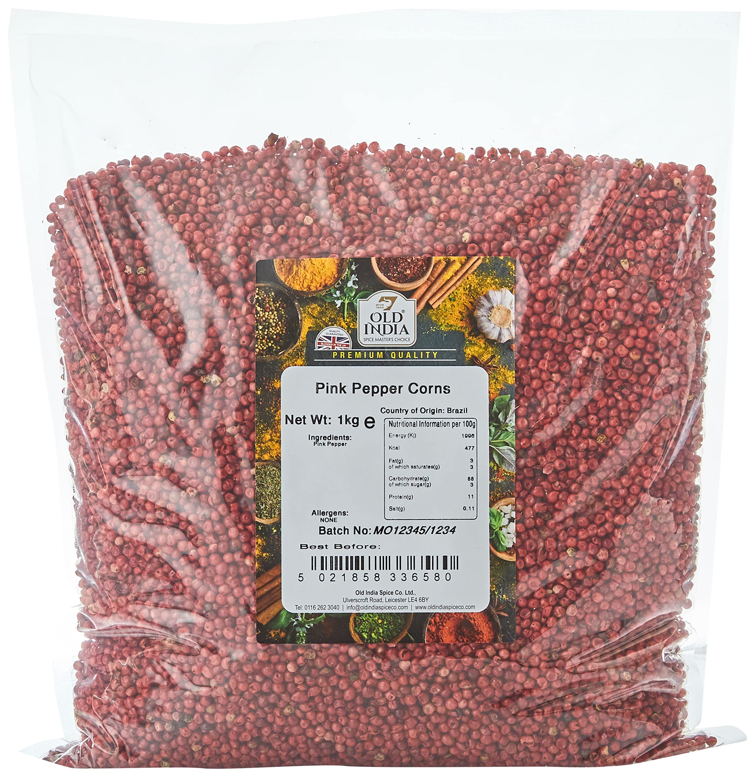 Old India Pink Peppercorns – 1kg Bulk Natural Whole Peppercorns