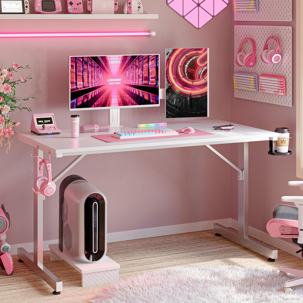Jolof Store 106.6 CM RGB LED Gaming Desk with Monitor Stand & Cup Holder