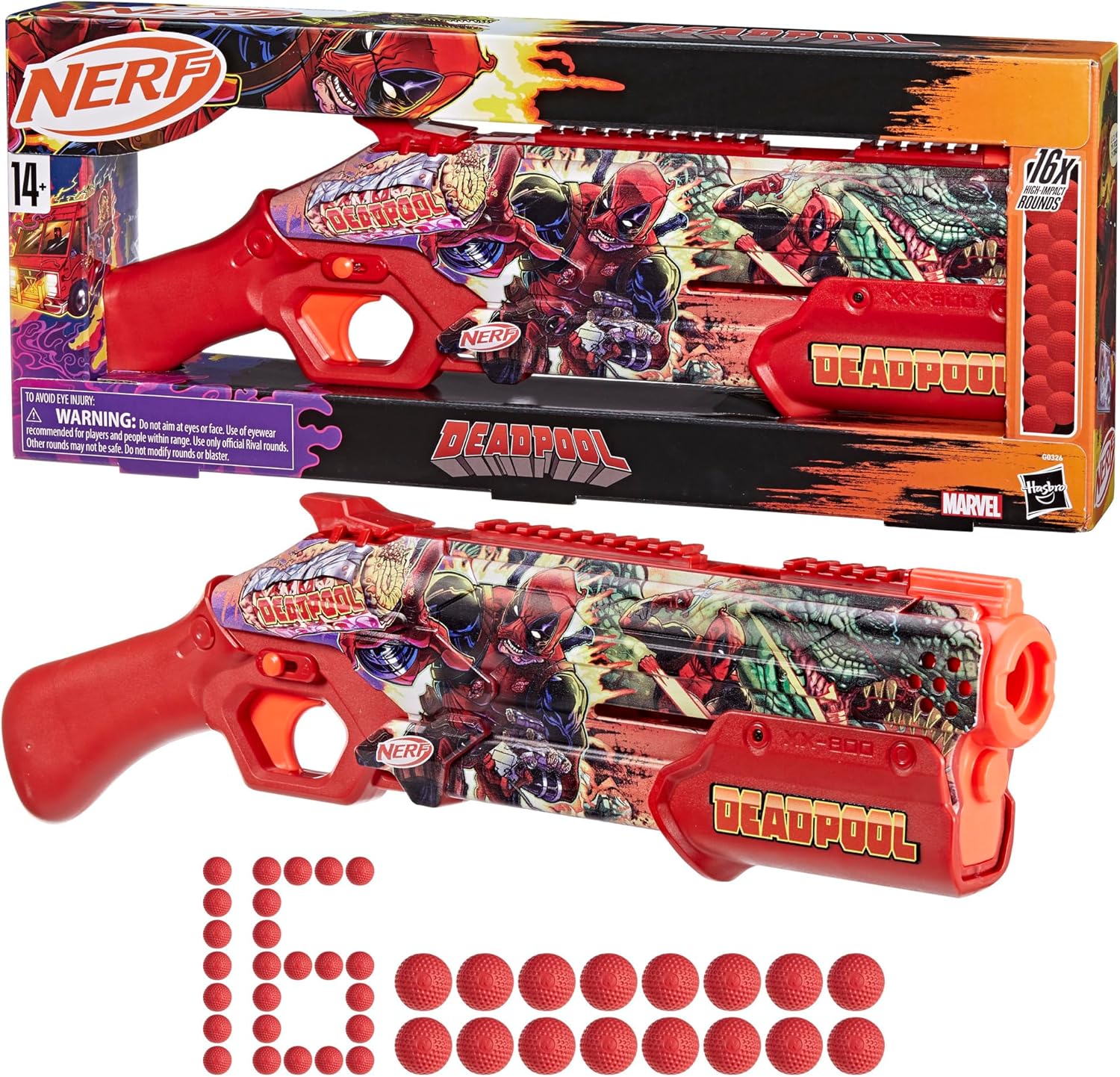 Nerf Rival Marvel Deadpool Blaster – 8-Round Capacity Toy Blaster