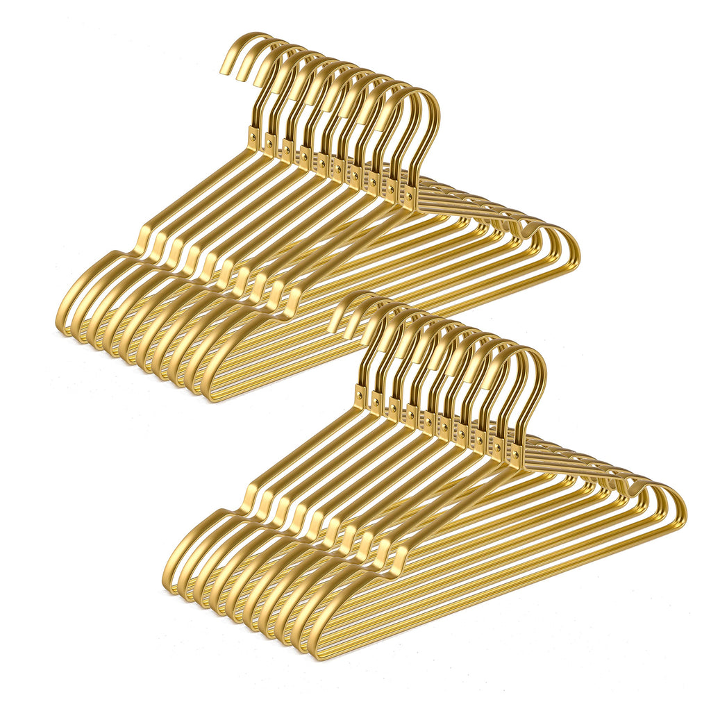 Amber Home Matte Gold Aluminum Coat Hangers - 20 Pack Durable Metal Rack