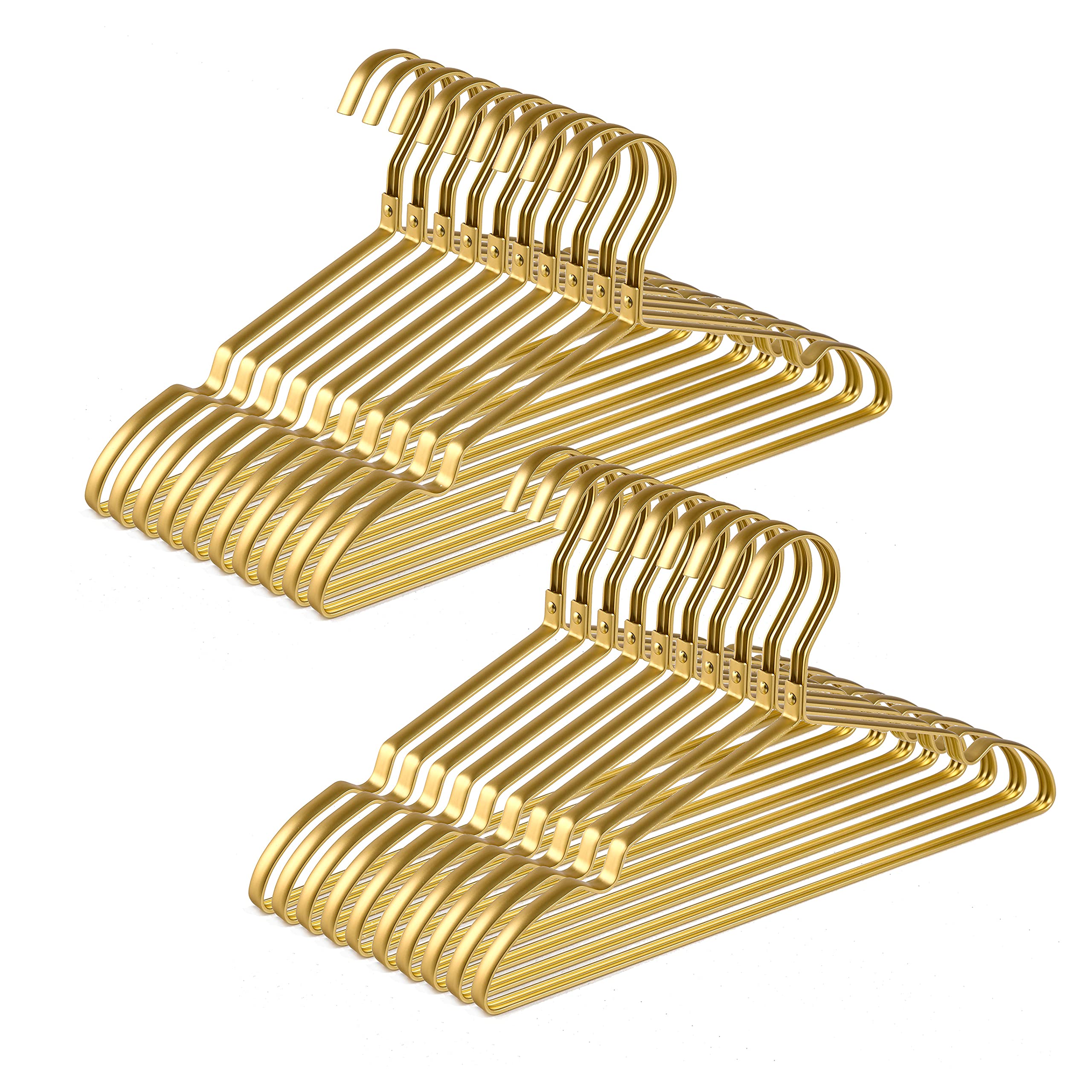 Amber Home Matte Gold Aluminum Coat Hangers - 20 Pack Durable Metal Rack