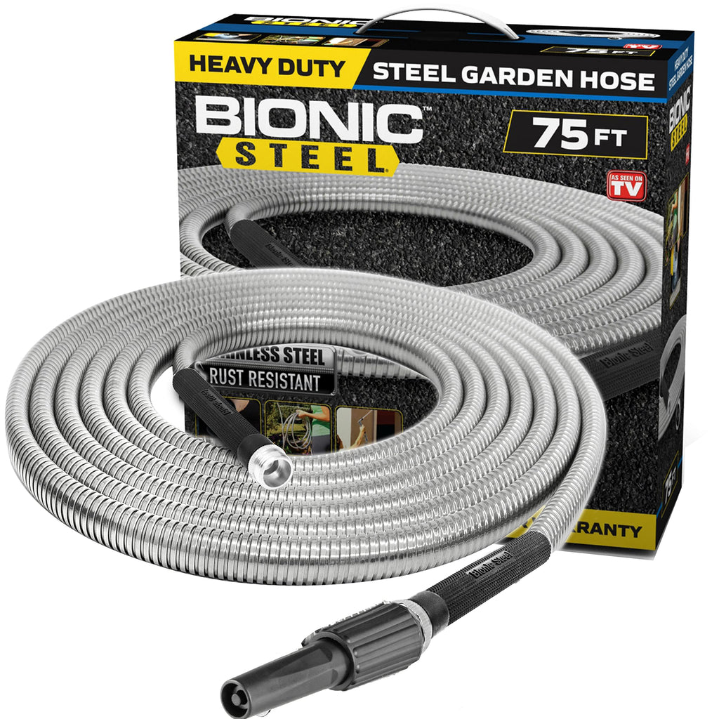 Bionic Steel 75ft Garden Hose | 304 Stainless Steel Metal Water Hose
