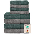 Komfortec 8 Piece Towel Set 100% Cotton Charcoal Dark Green - image 1