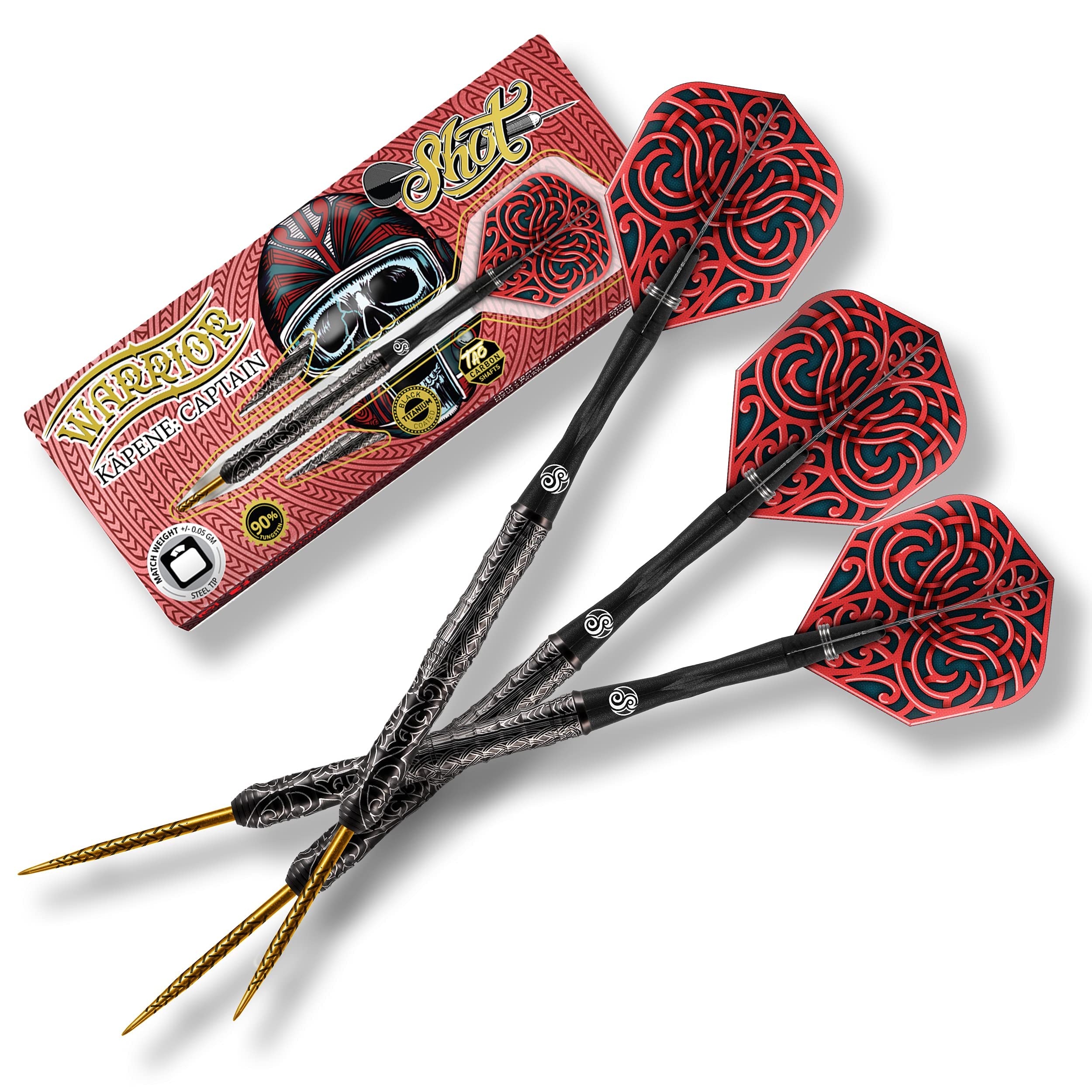 Shot! Darts Warrior Kapene Steel Tip Dart Set | 90% Tungsten | 23g