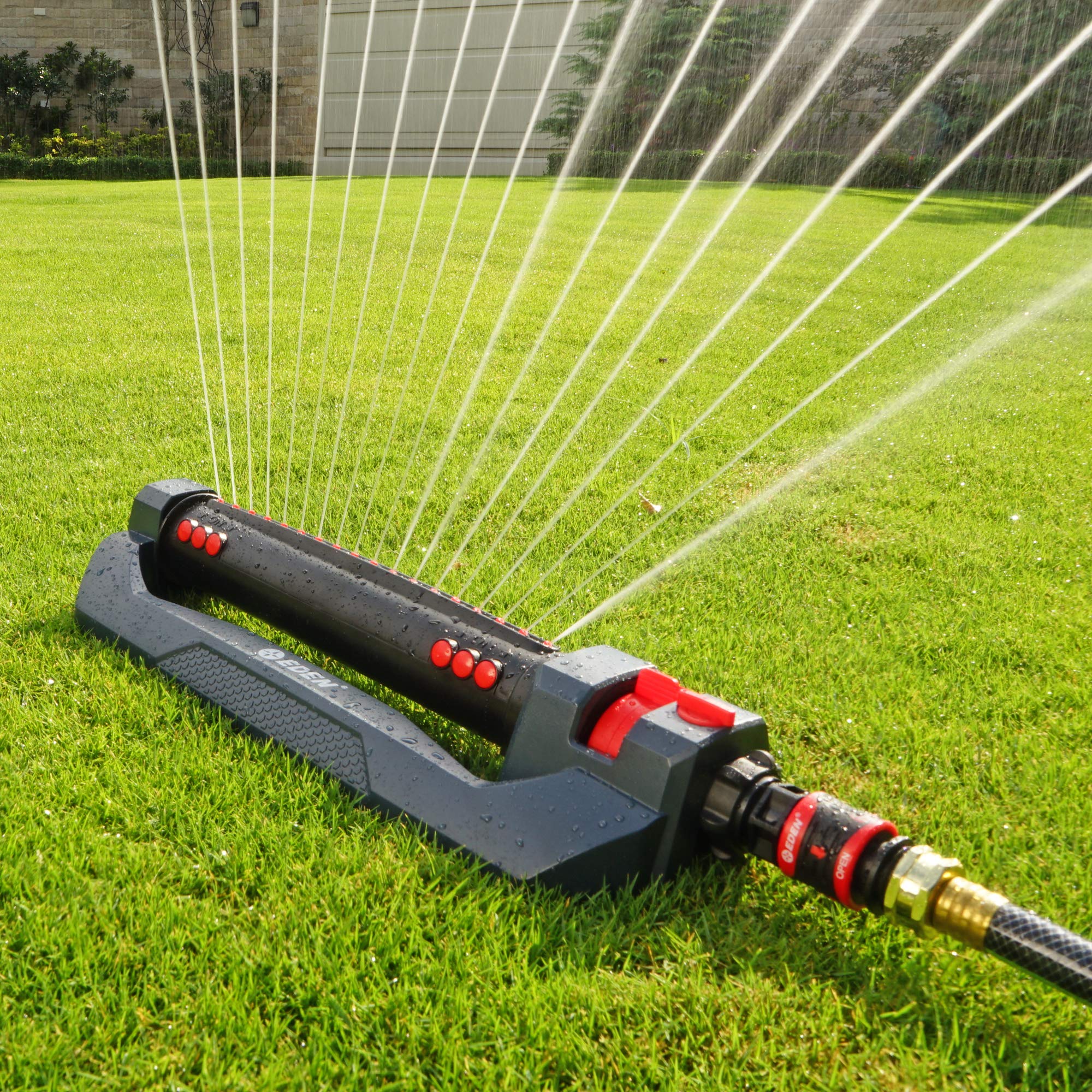 Eden Turbo Oscillating Sprinkler – 18 Nozzles for Large Yards 4,499 sq. ft.