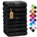 NatureMark 8-Piece Hand Towel Set | 100% Cotton 50x100cm - Black