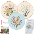 Jolof Store 3-Pack Floral Embroidery Kit for Adults and Beginners