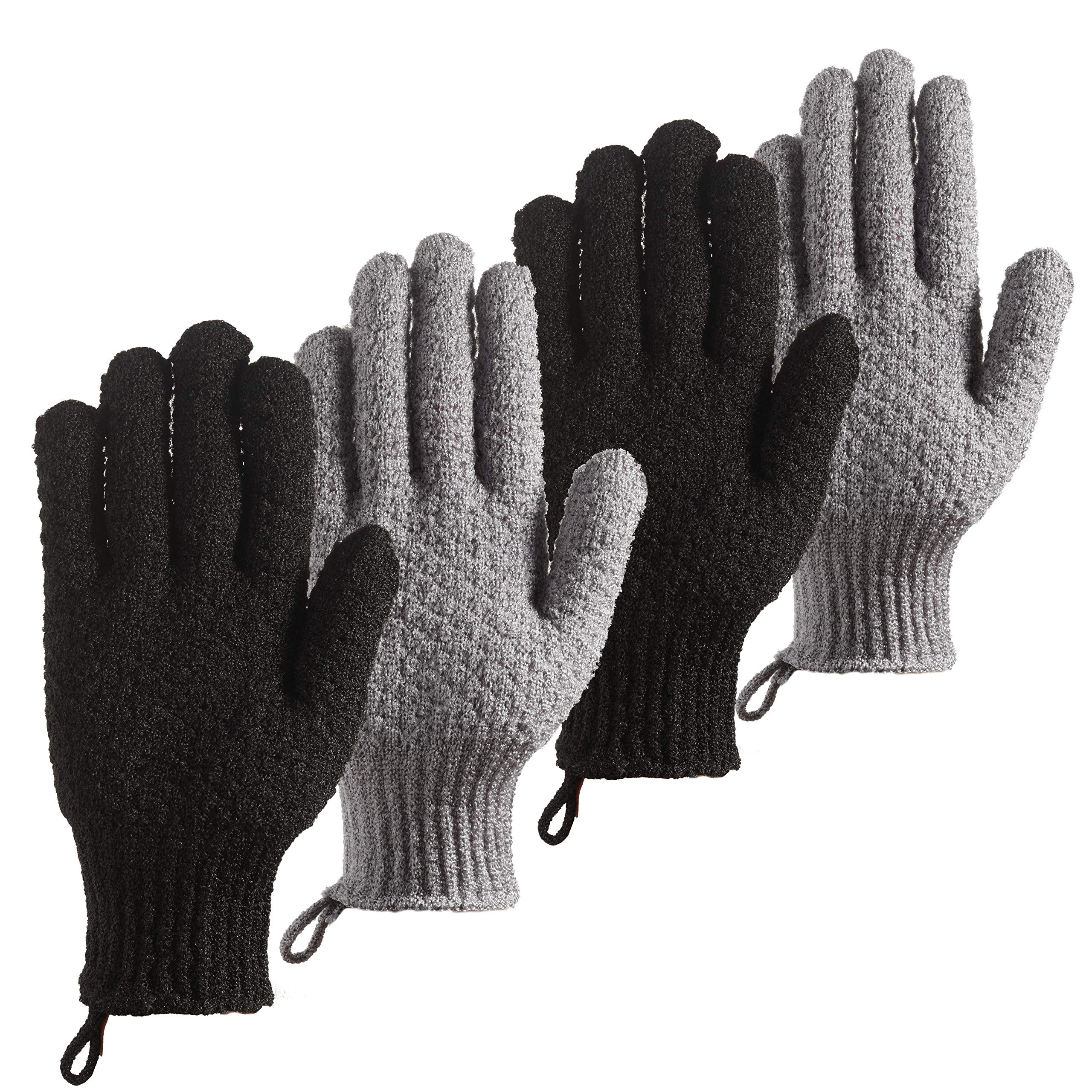 CLEEDY Exfoliating Bath Gloves – 4 Pcs Large Textured Nylon Scrub Mitts