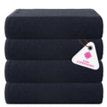 CASA COPENHAGEN 4 Piece Cotton Bath Towel Set – Navy Blue, 550 GSM