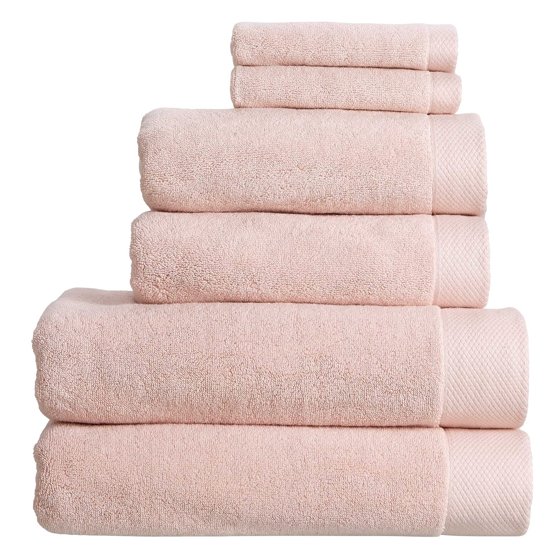 Christy Luxe 6 Piece Turkish Cotton Towel Set - 730GSM Pearl Pink