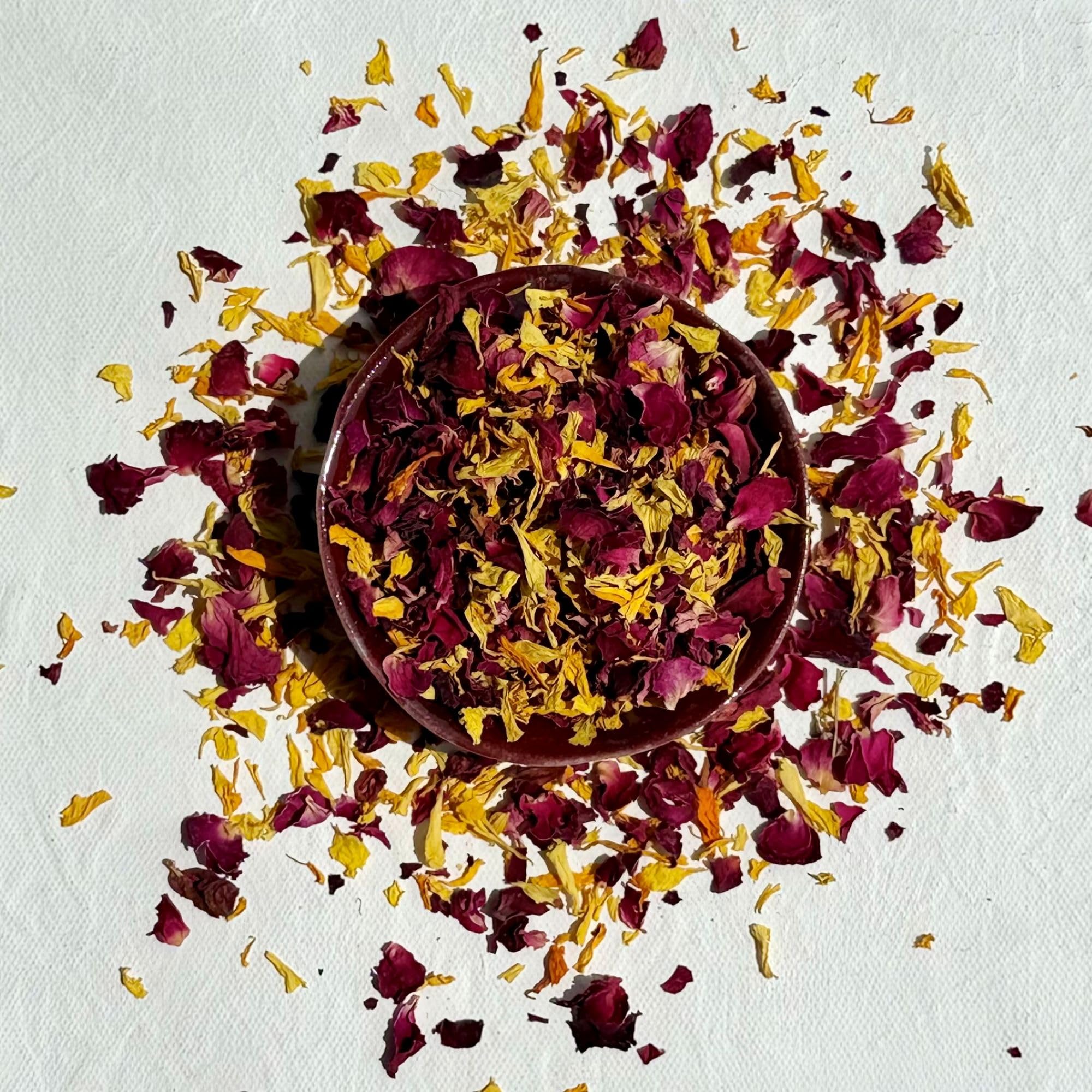 Jolof Store Edible Dried Flowers – Sunset Blend Rose & Marigold 100g