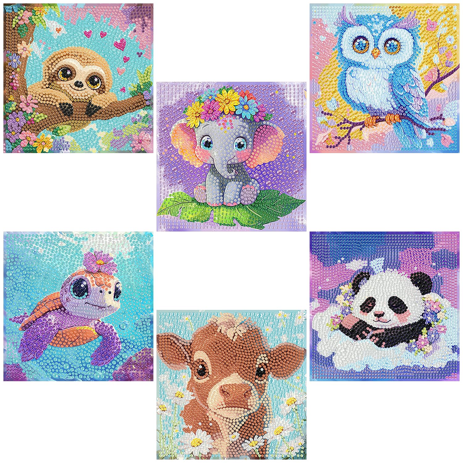 6-Pack Diamond Art Kits for Kids – Cute Animal Gem Mosaic