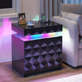FREDEES RGB Bedside Table with Hidden Drawer for Bedroom, Black - image 1