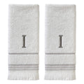 SKL Home Monogrammed Cotton Hand Towel Set | White & Gray Stripes