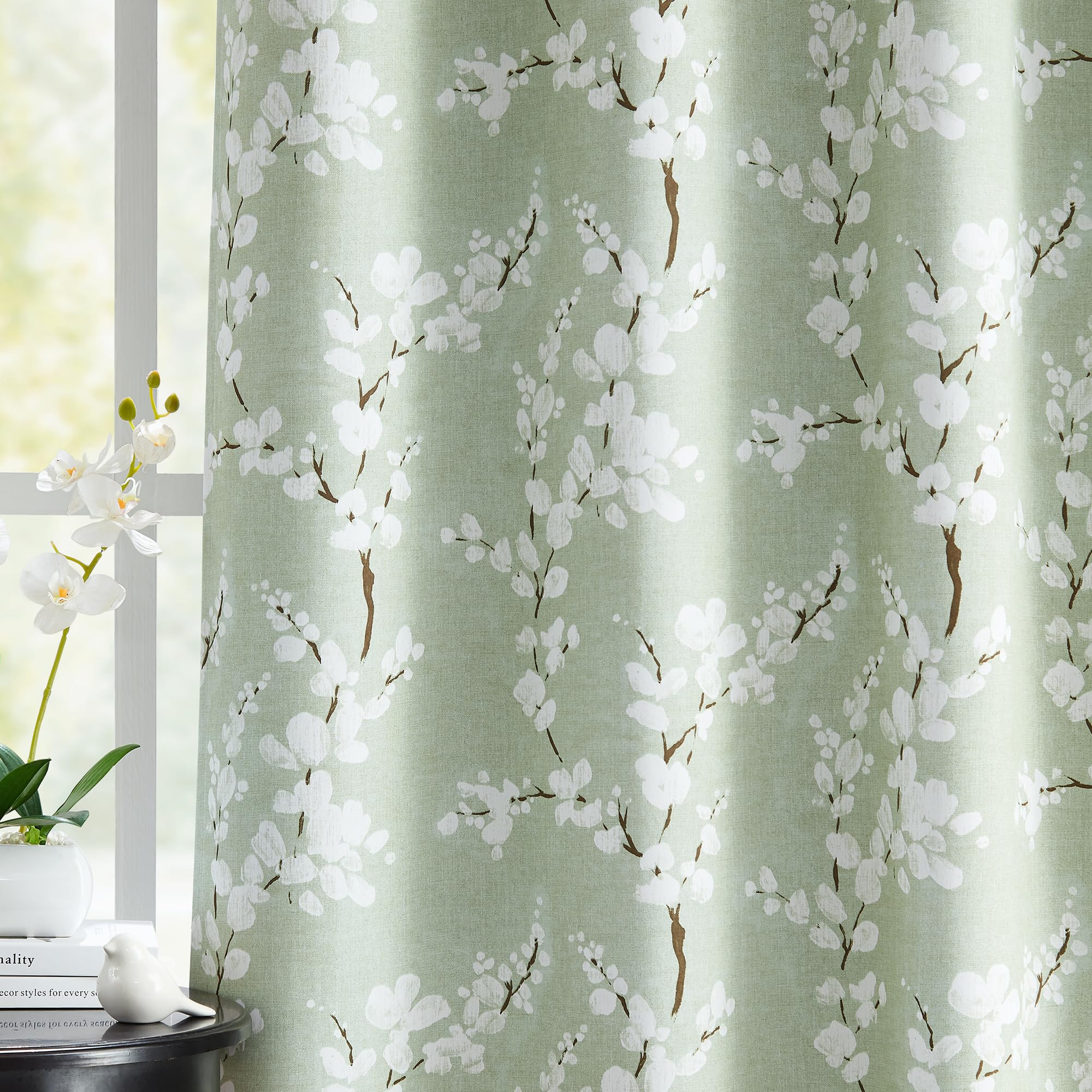 Fmfunctex Green Floral Blackout Curtains | 72" Thermal Grommet Panels