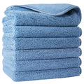 Polyte Microfibre Face Washcloths - Soft Exfoliating Towels, 6 Pack - Blue