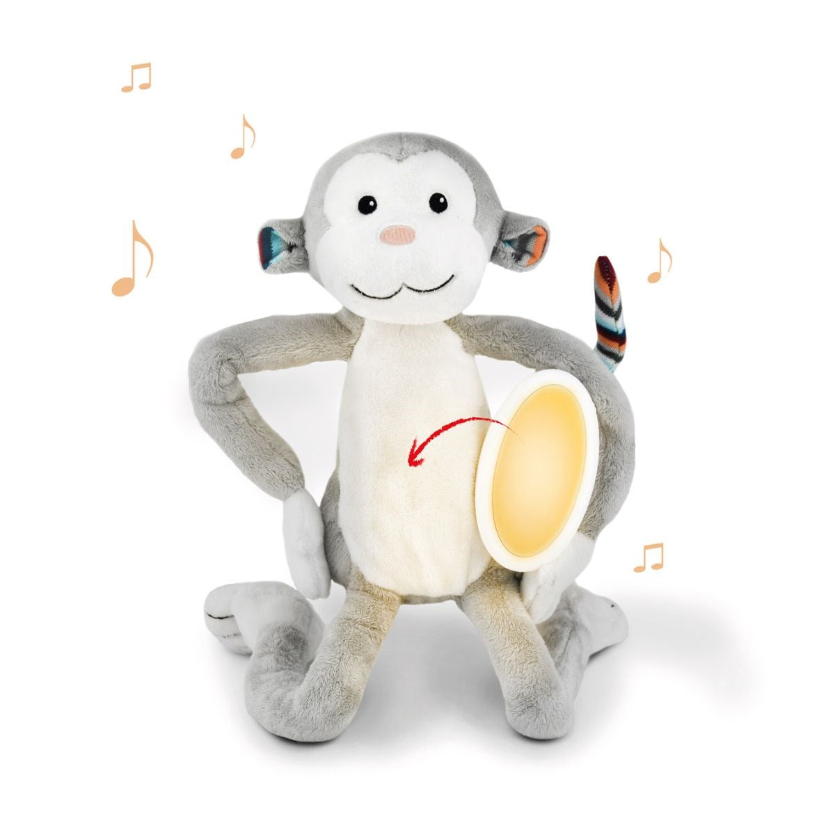 ZAZU Max the Monkey Soft Toy Nightlight with Melodies & Glow