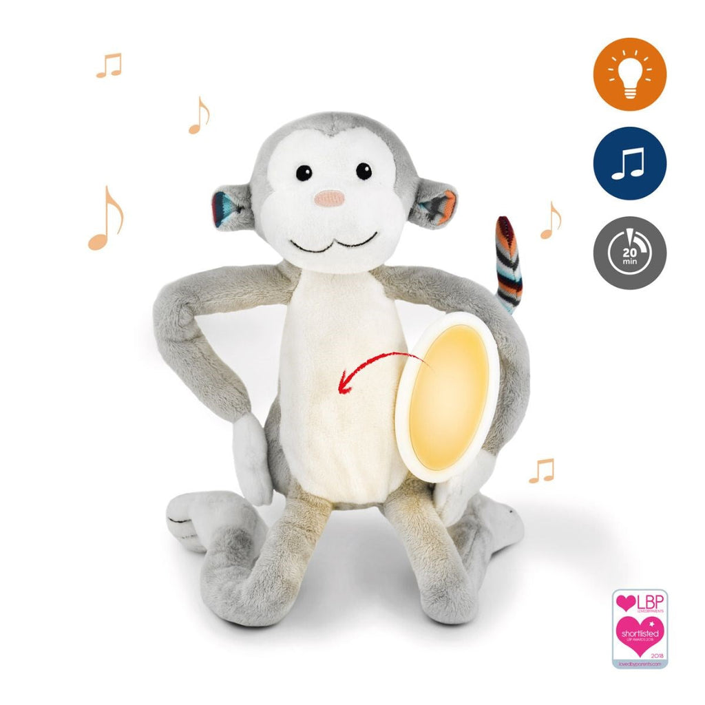 ZAZU Max the Monkey Soft Toy Nightlight with Melodies & Glow