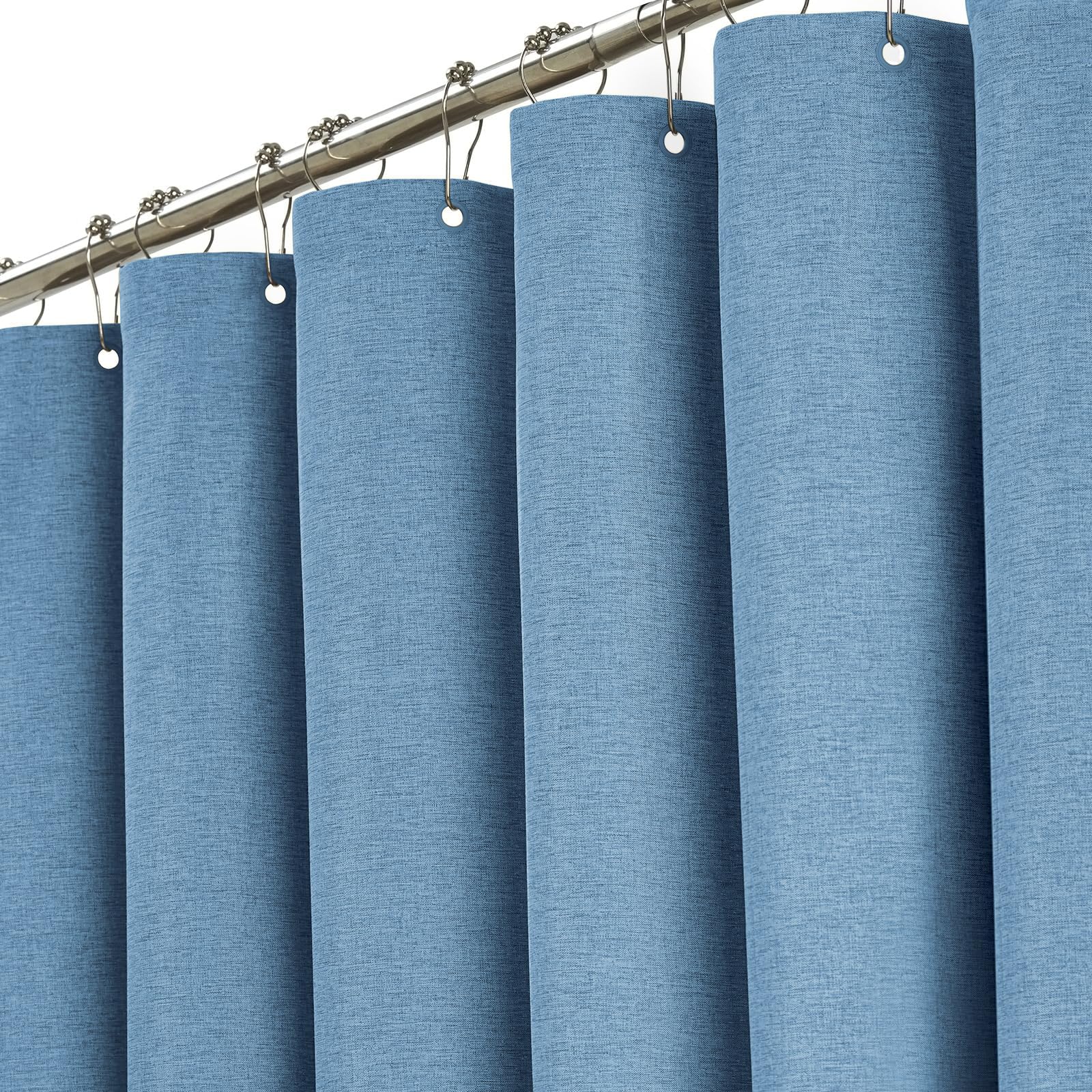 BTTN Blue Shower Curtain – 182x200cm Heavy Duty Waterproof Linen Fabric