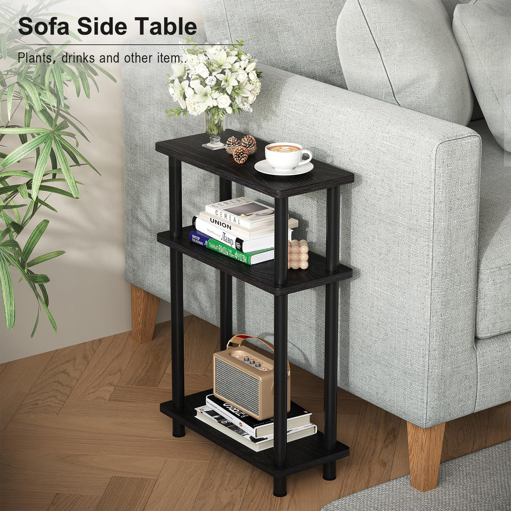APICIZON Narrow Side Table | 3-Tier Slim End Table with Magazine Rack