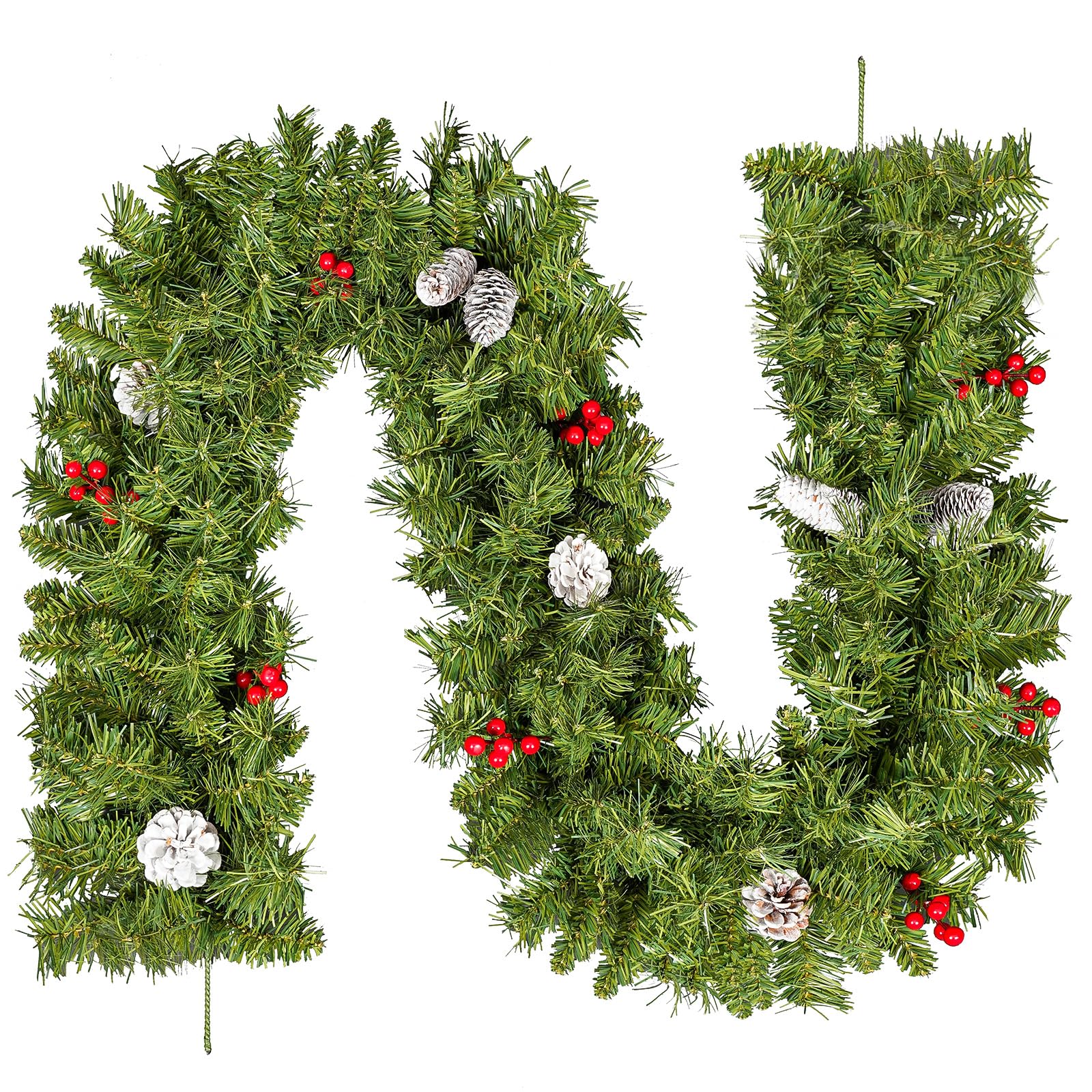 Uten 9FT Christmas Garland | Realistic Greenery with Pine Cones & Berries