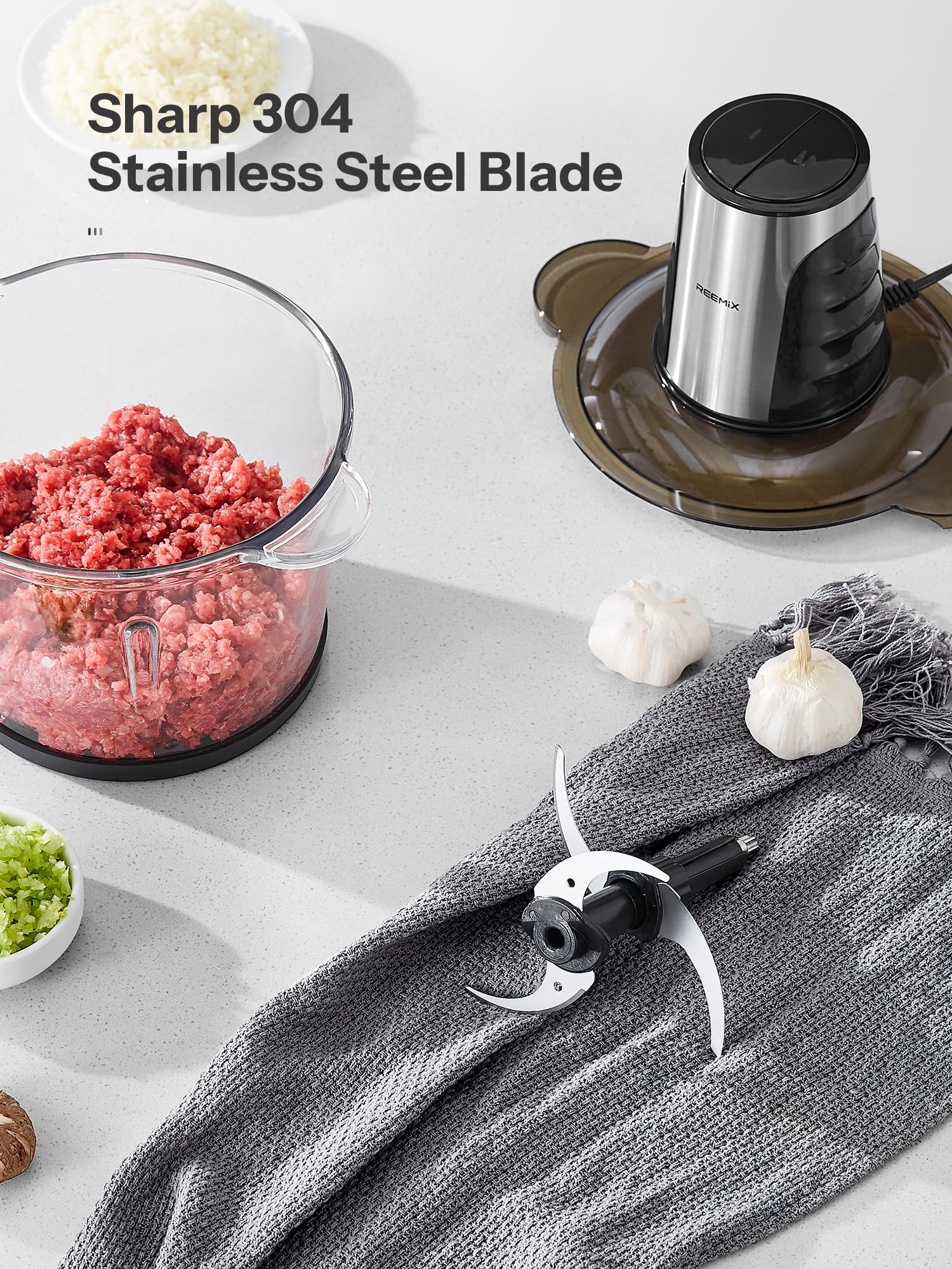 Electric Food Processor | 500W Meat Mincer with Dual 3L Bowls