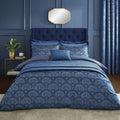 Catherine Lansfield Art Deco Pearl King Duvet Cover Set - Navy Blue