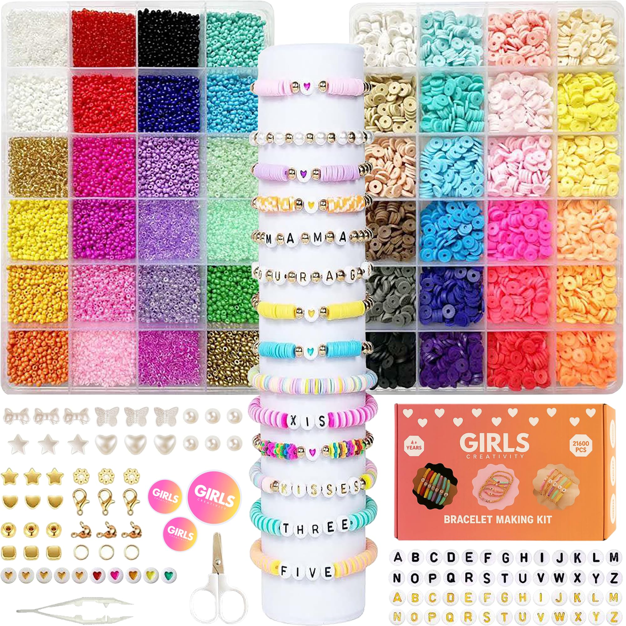 21600 Clay Beads Bracelet Making Kit with Acrylic Letters