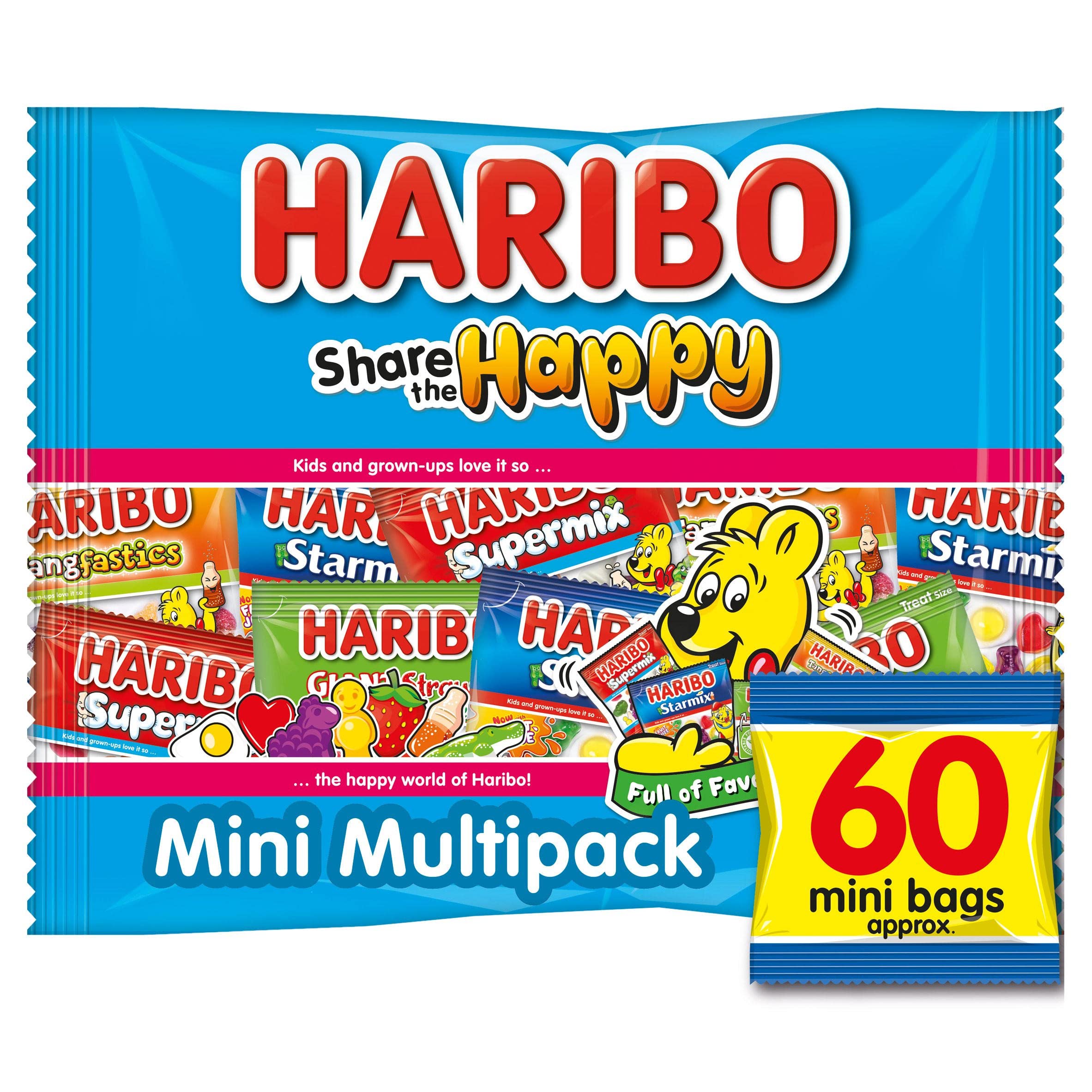 Haribo Share The Happy Fruit Gummy Sweets Multipack – 60 Mini Bags