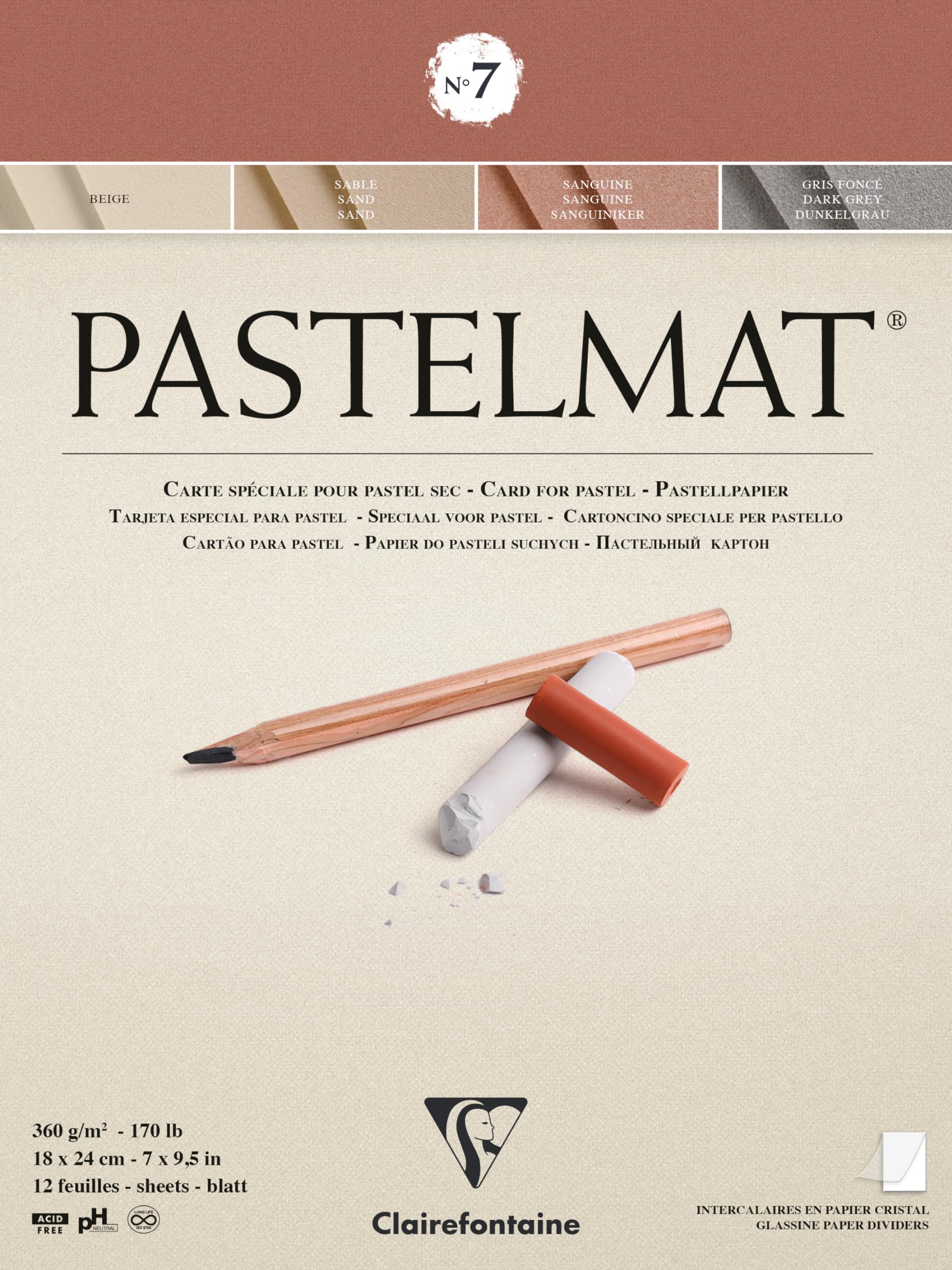 Clairefontaine Pastelmat Pad | 18x24cm Dry Pastel Paper | 12 Sheets