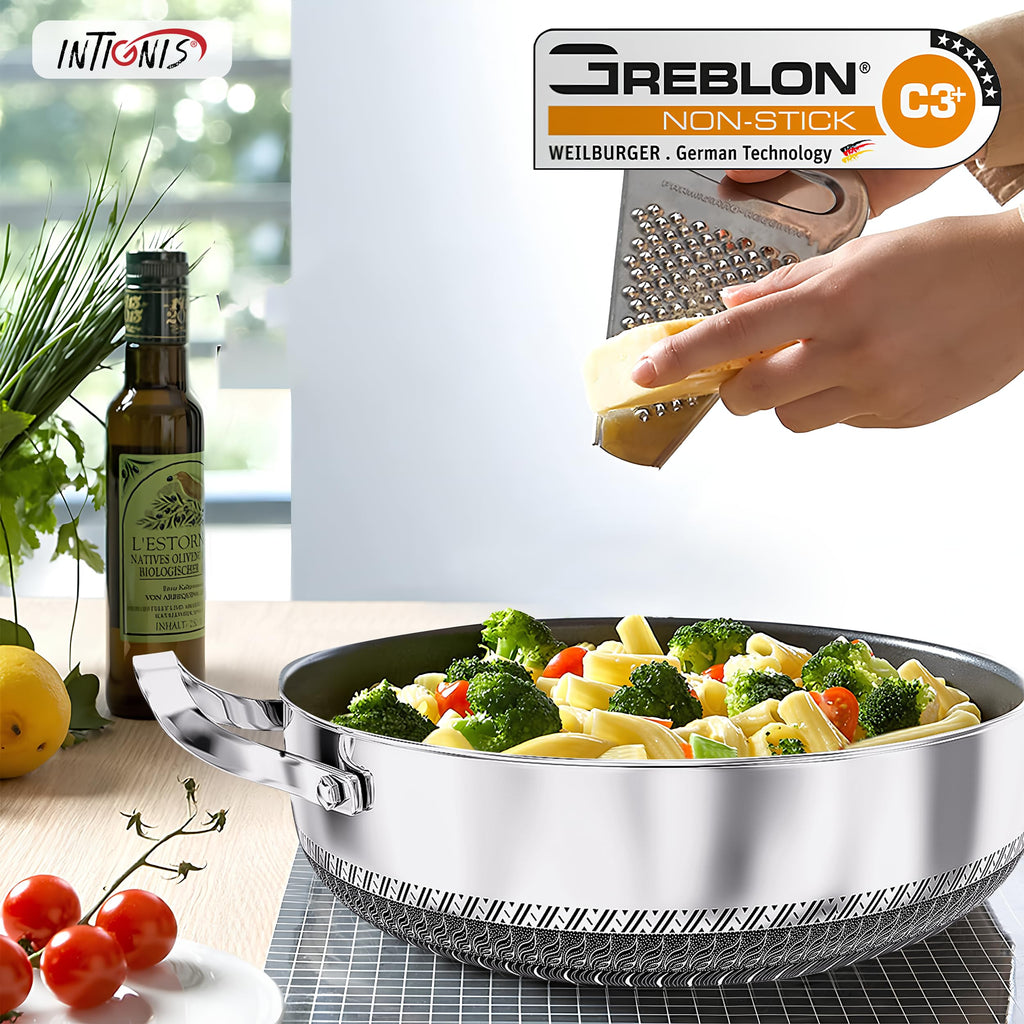 Jolof Store 30cm Stainless Steel Hybrid Casserole Dish with Steamer