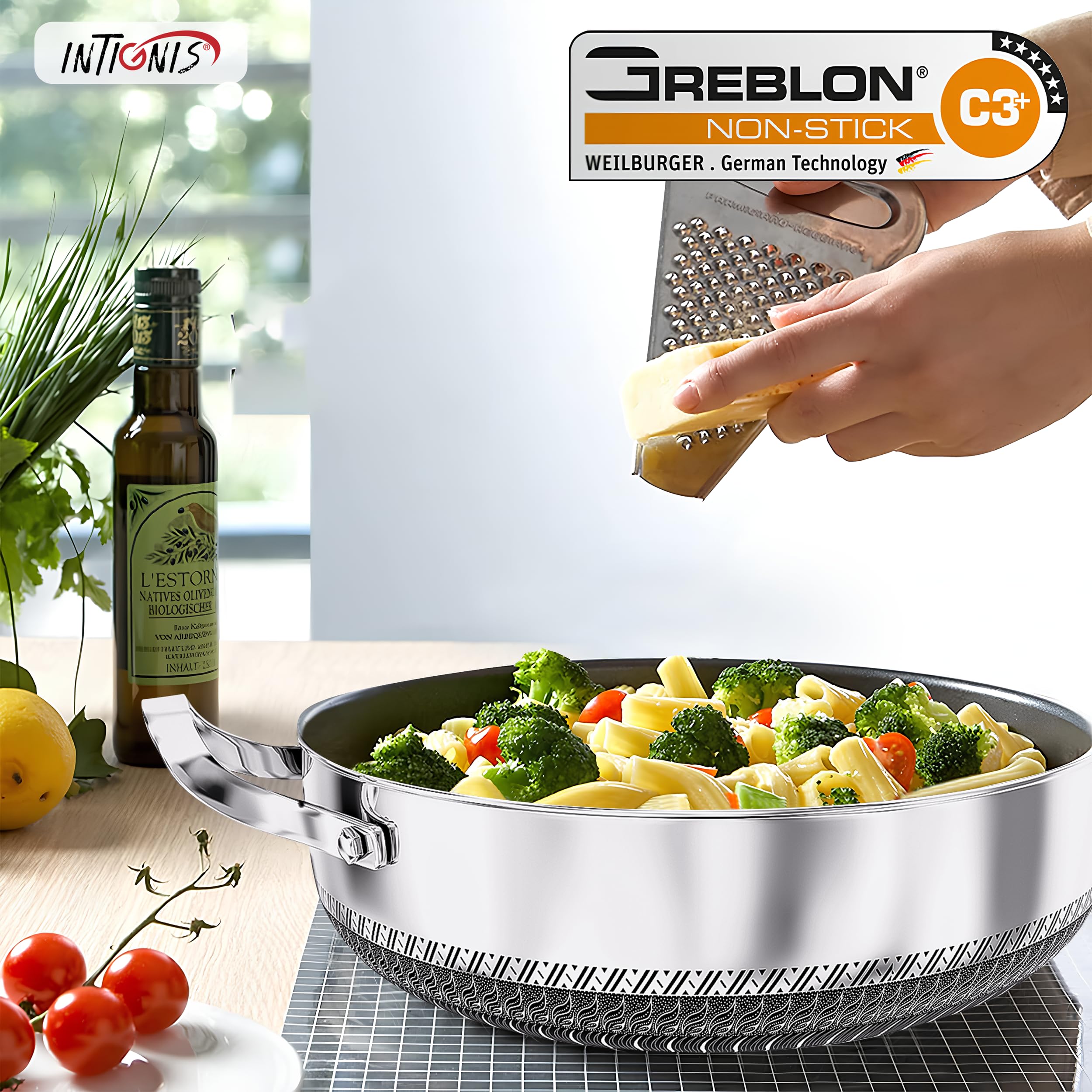 Jolof Store 30cm Stainless Steel Hybrid Casserole Dish with Steamer