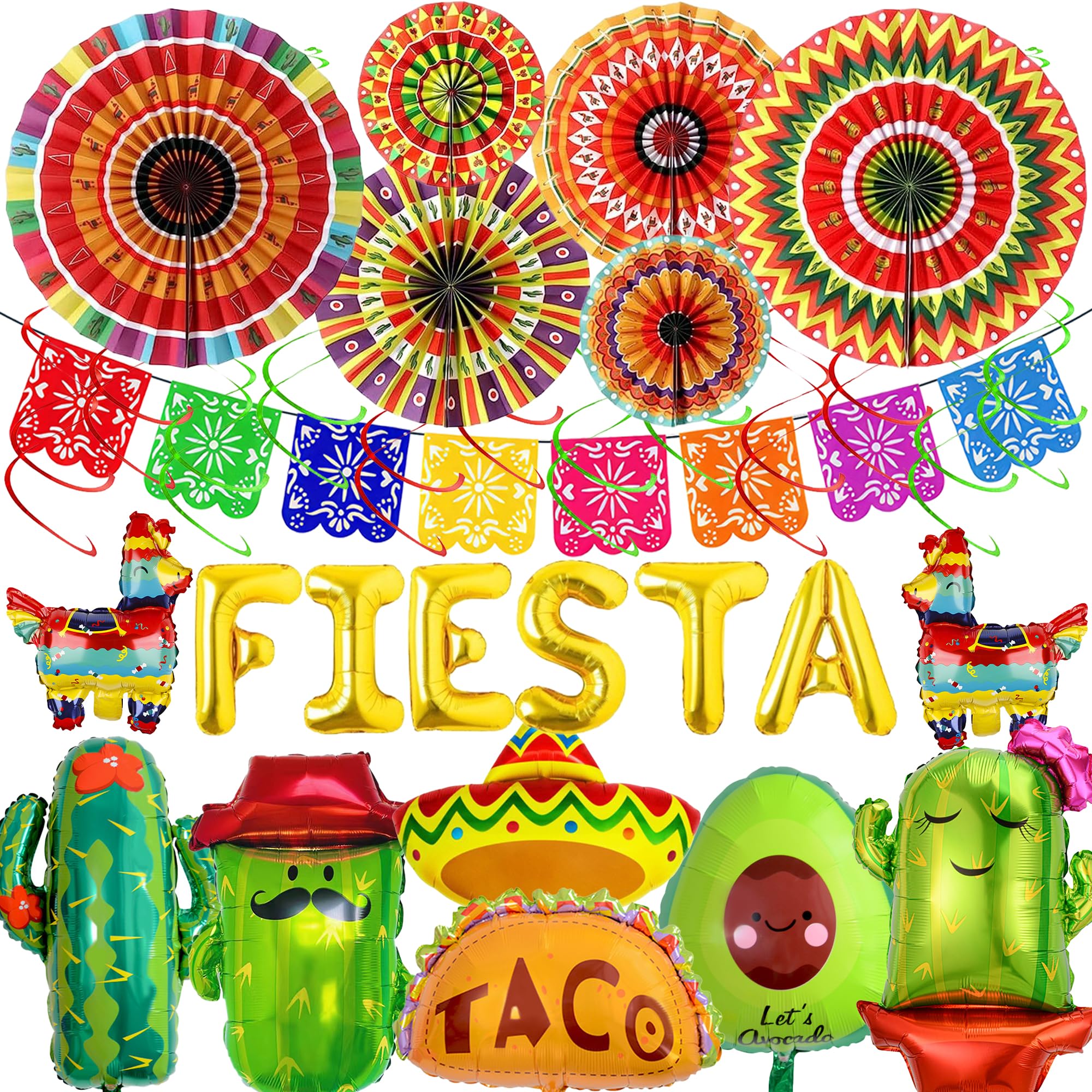 Jolof Store Mexican Fiesta Party Decorations – 33 Pcs Balloon & Banner Kit