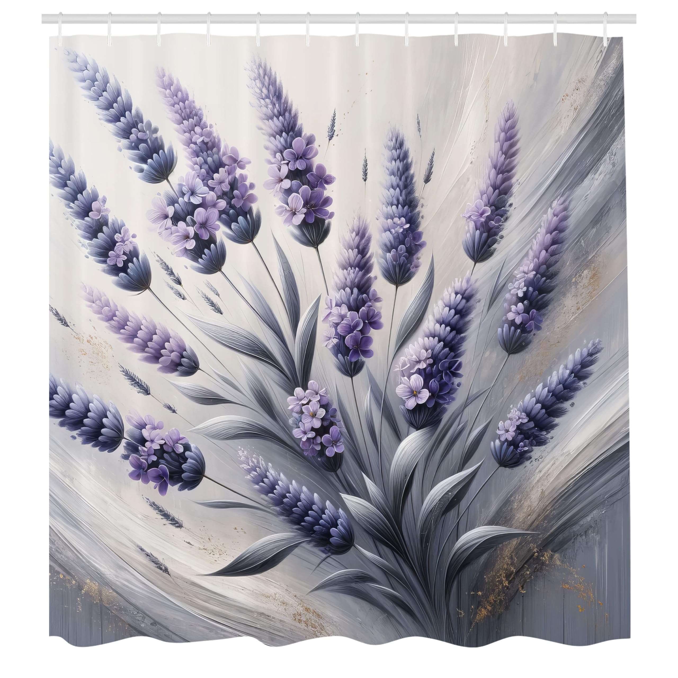 Abakuhaus Lavender Floral Shower Curtain | Waterproof Fabric Bathroom Decor