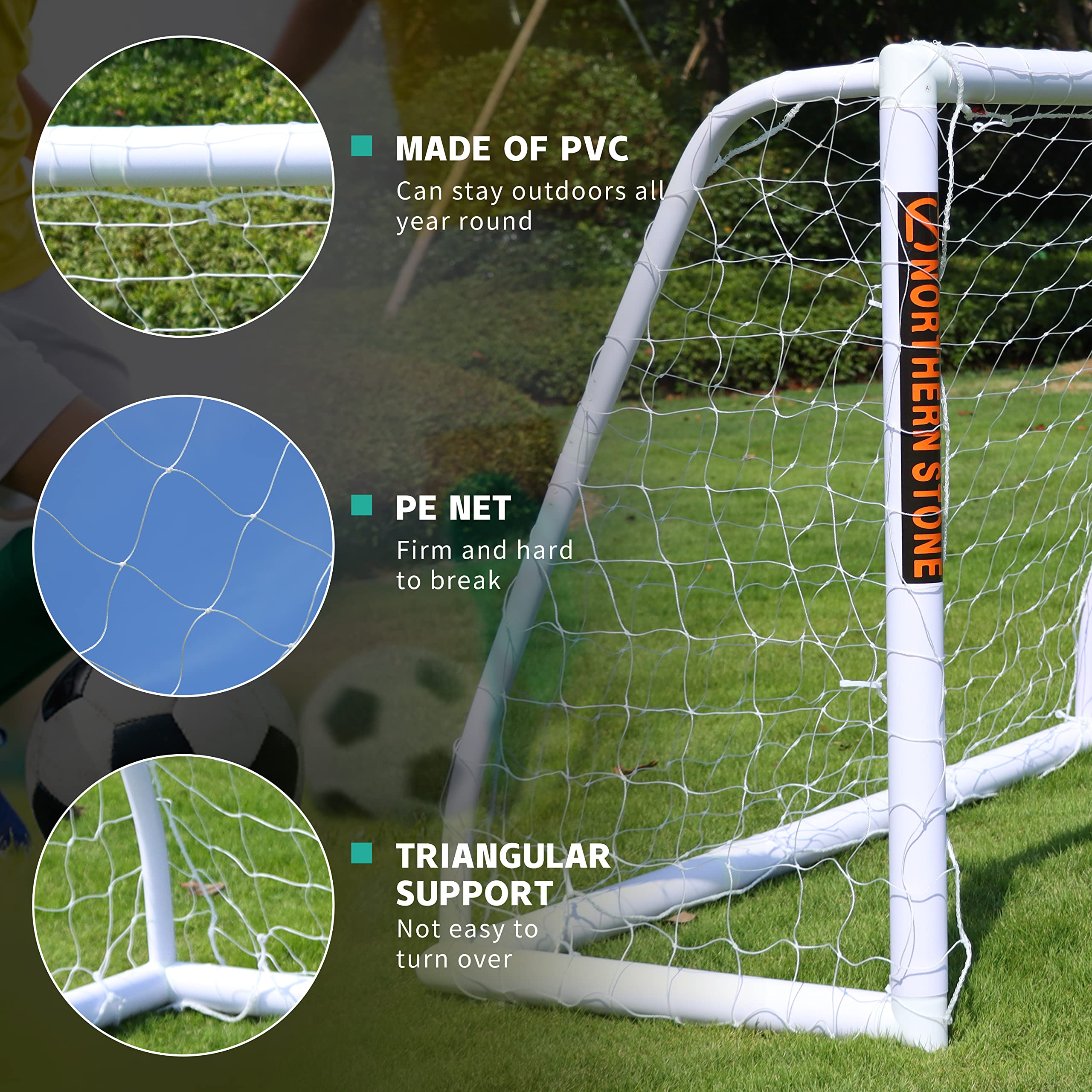 Northern Stone 6ft x 4ft All-Weather uPVC Portable Garden Football Goal
