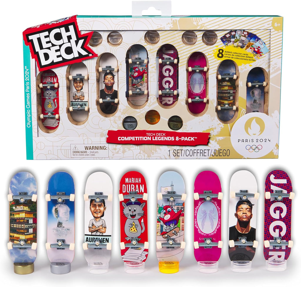 Tech Deck Paris 2024 Olympic Games Fingerboards 8-Pack – Mini Skateboards